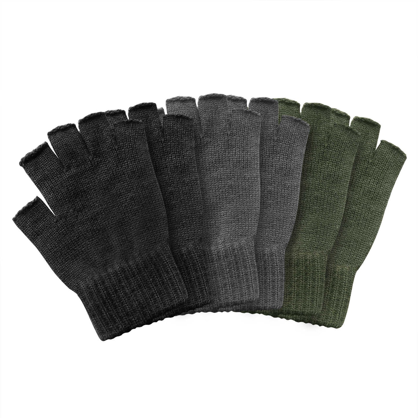 Evridwear Mens Thermal Winter Touch Screen Fingerless Gloves with Elastic Cuff for Cold Day
