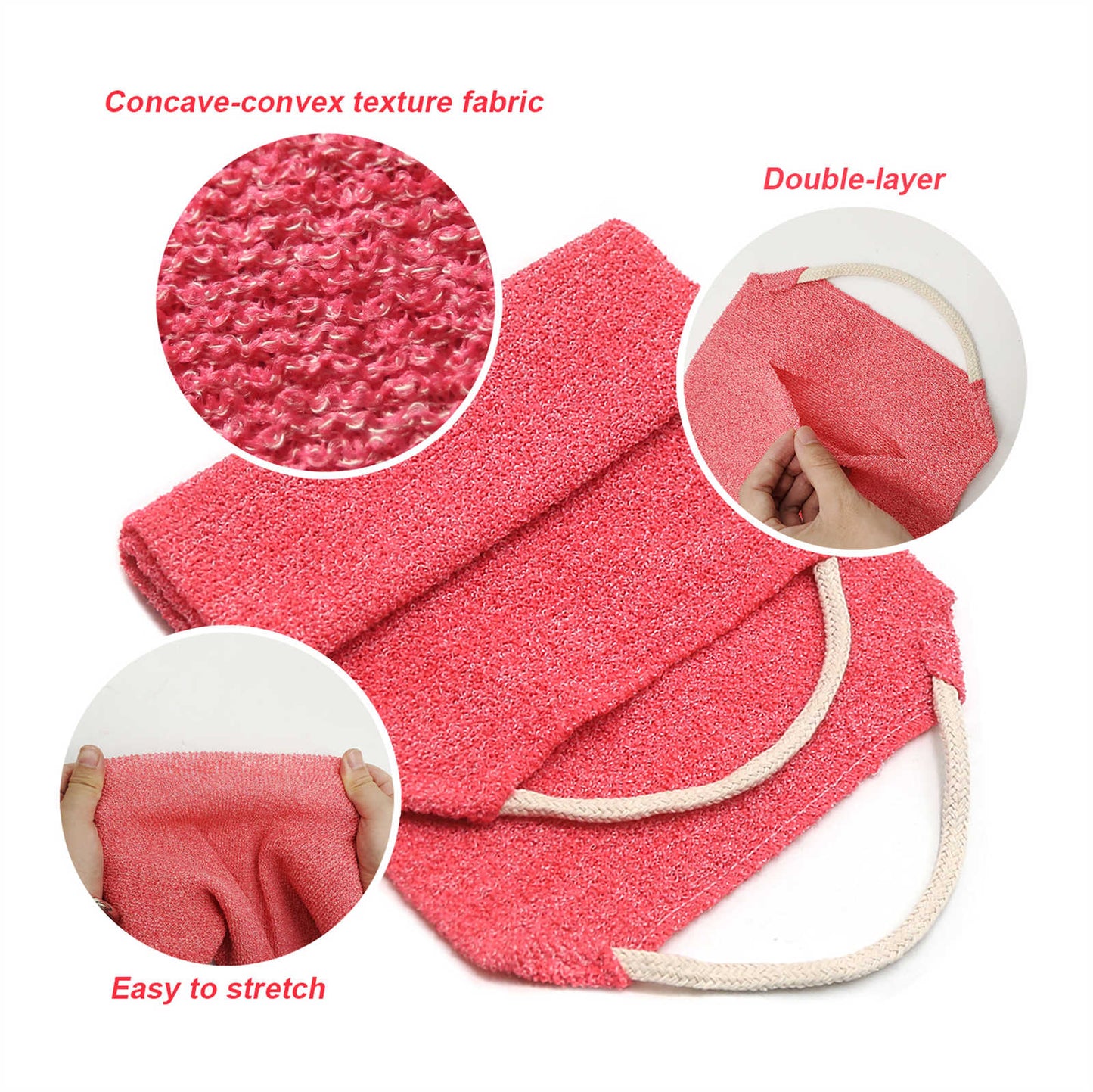 EvridWear Exfoliating Back Scrubber for Shower One Size (Pink)