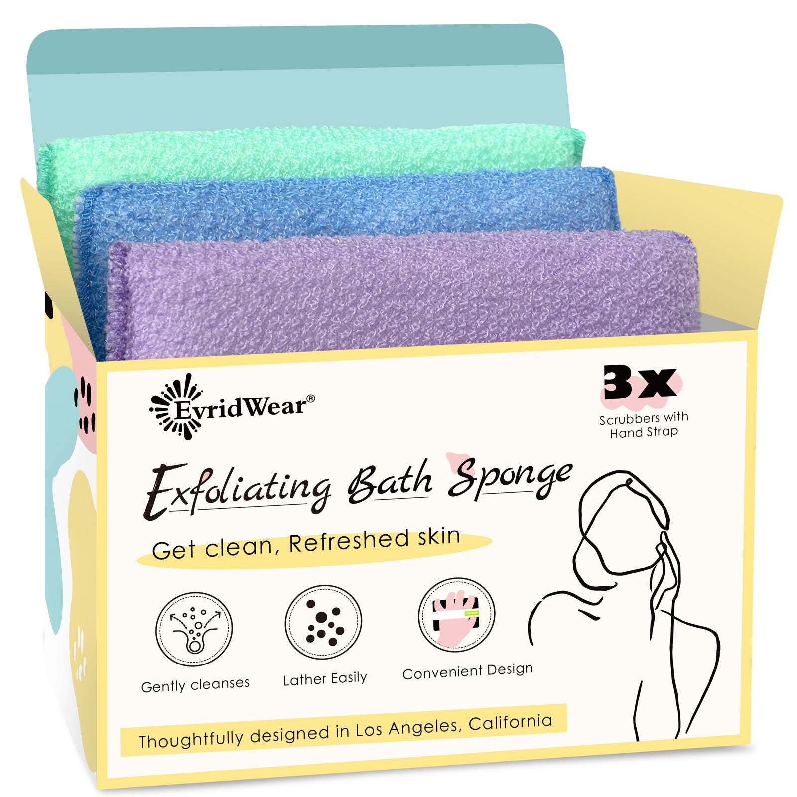 Exfoliation Bath Sponge, 3 Pack