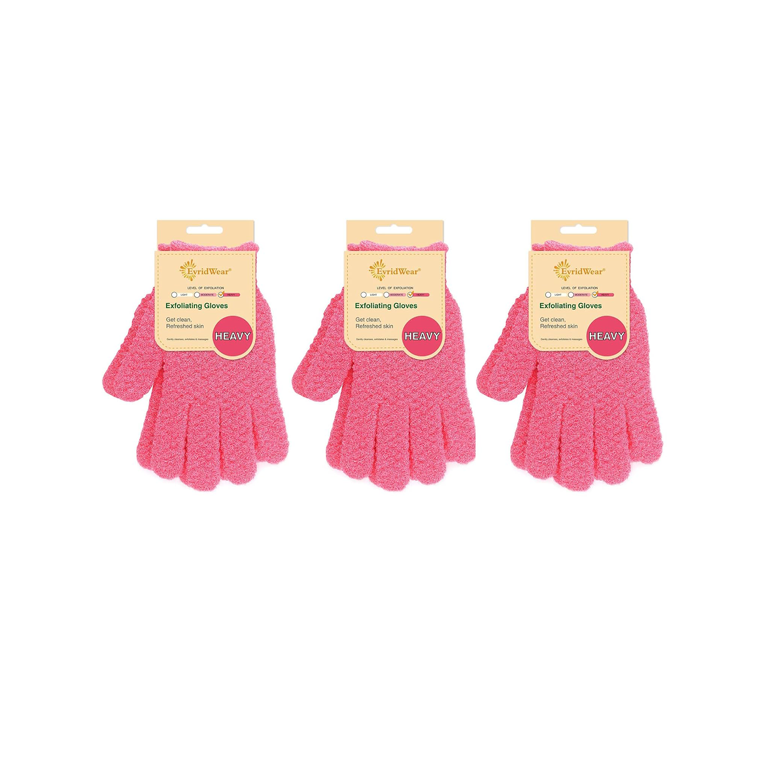 Heavy Hot Pink Exfoliating Bath Gloves (3 Pairs)