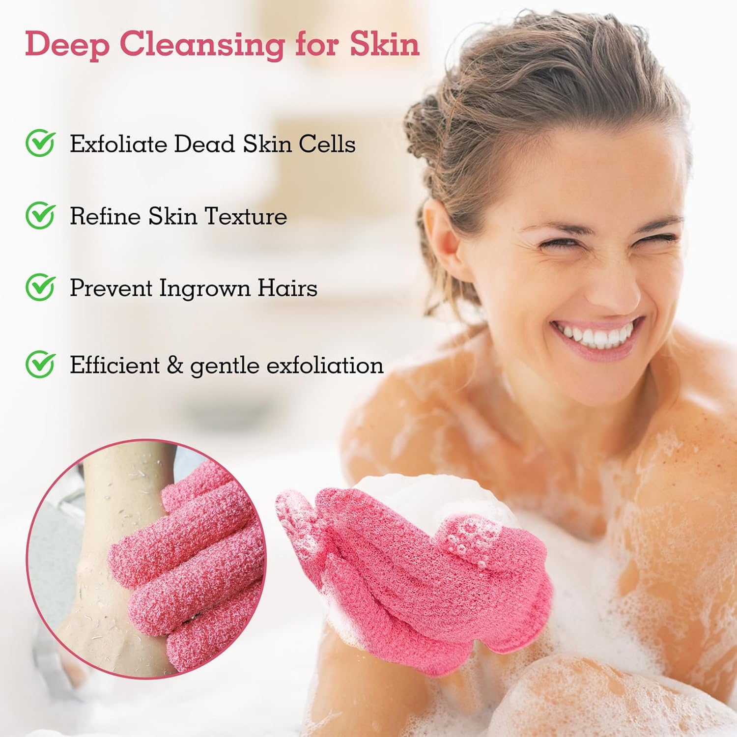 Heavy Hot Pink Exfoliating Bath Gloves (3 Pairs)