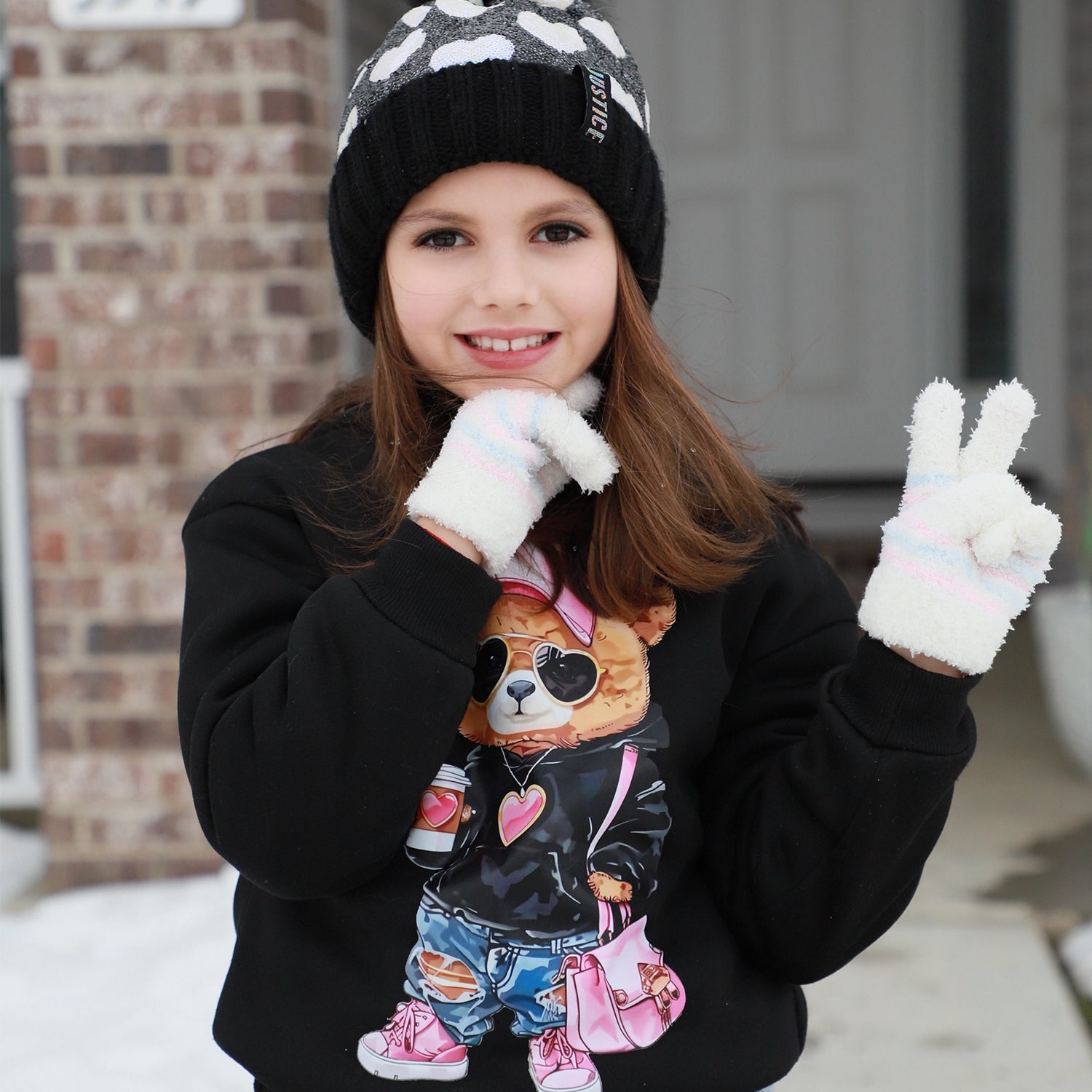 EvridWear Kids Fluffy Winter Gloves in Pastel Colors - Warm & Stretchy
