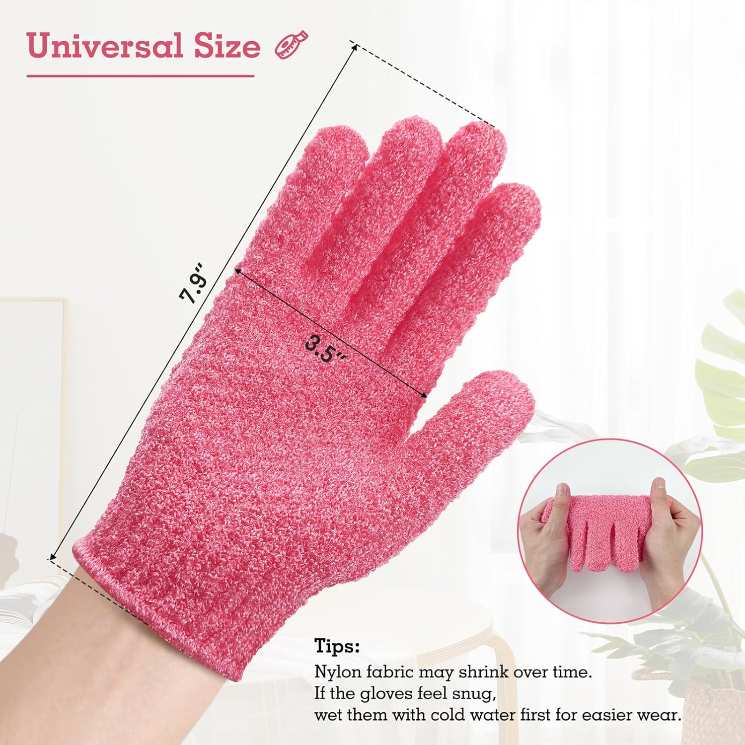 Heavy Hot Pink Exfoliating Bath Gloves (3 Pairs)