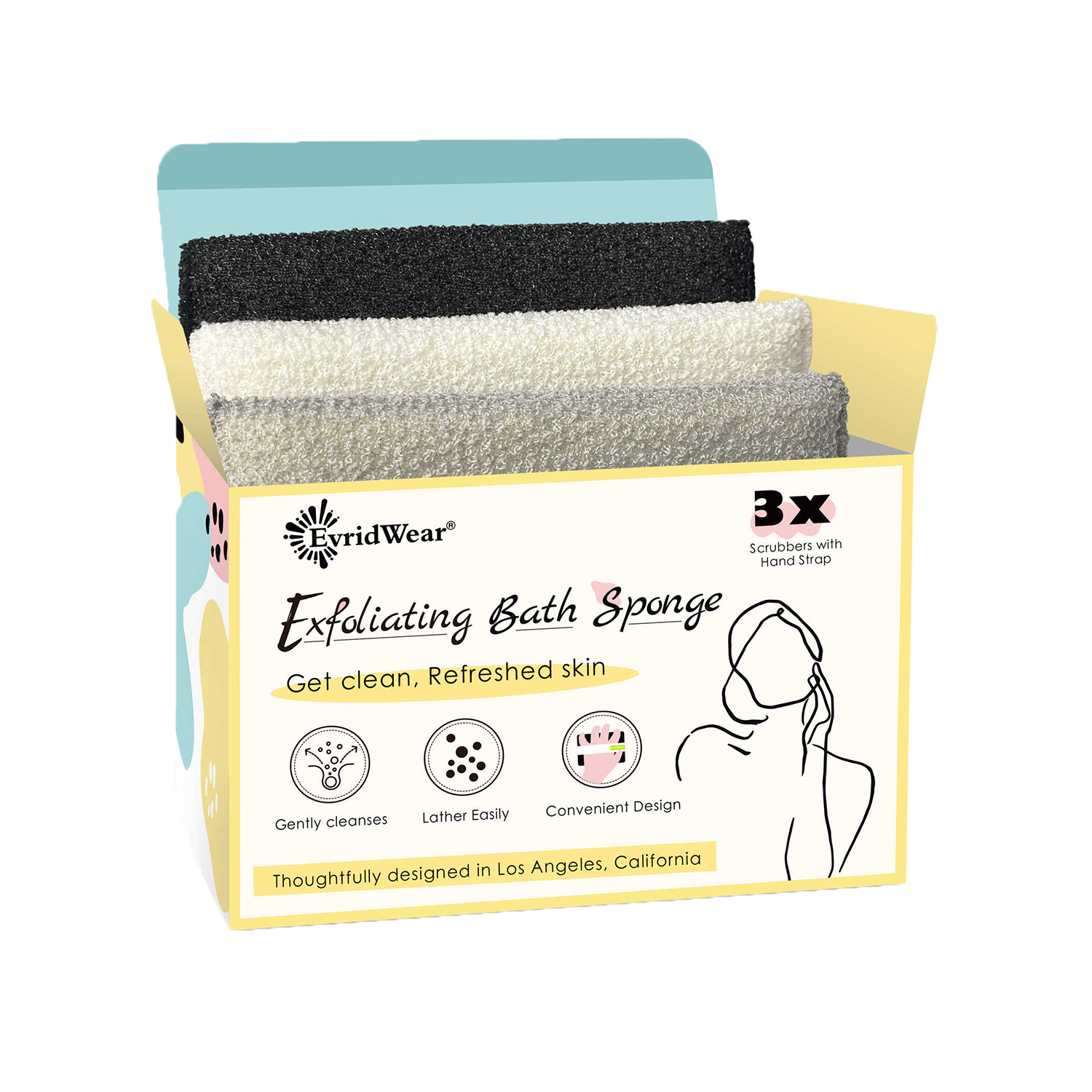 Exfoliating Bath Sponge, 3 Pack
