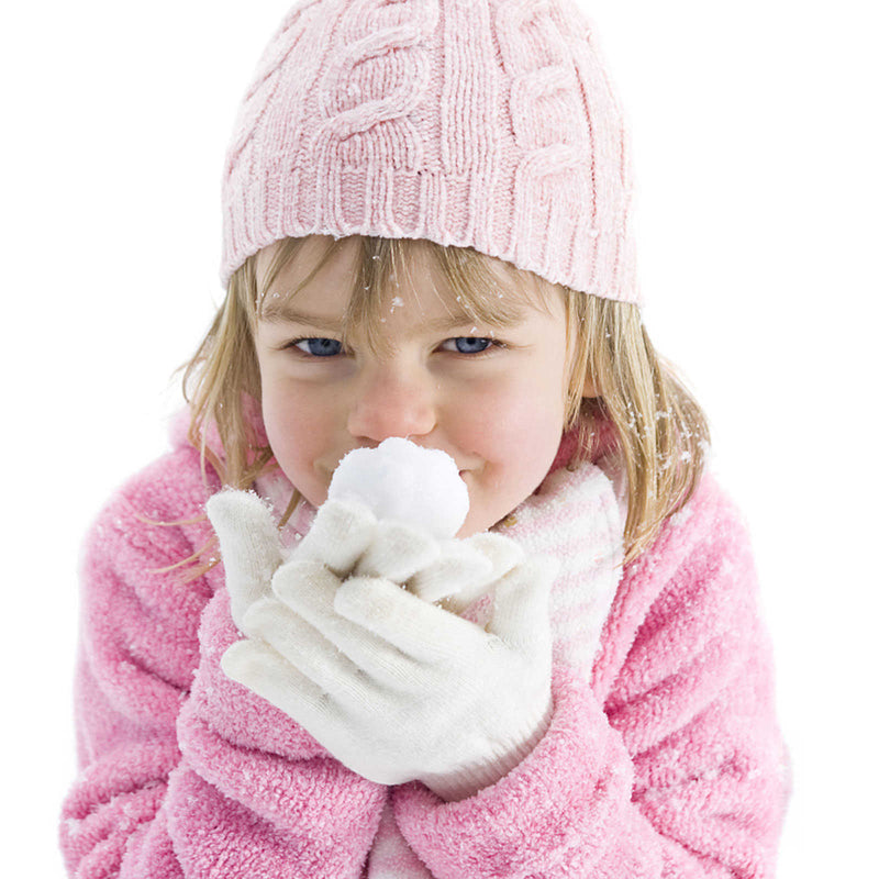 3 Pairs White-Black-Grey Kids Warm Gloves