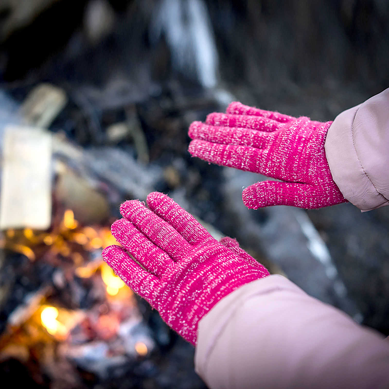 EvridWear Kids Winter Gloves - 3 Pairs Black/Pink/Grey Print Knit (Boys & Girls)