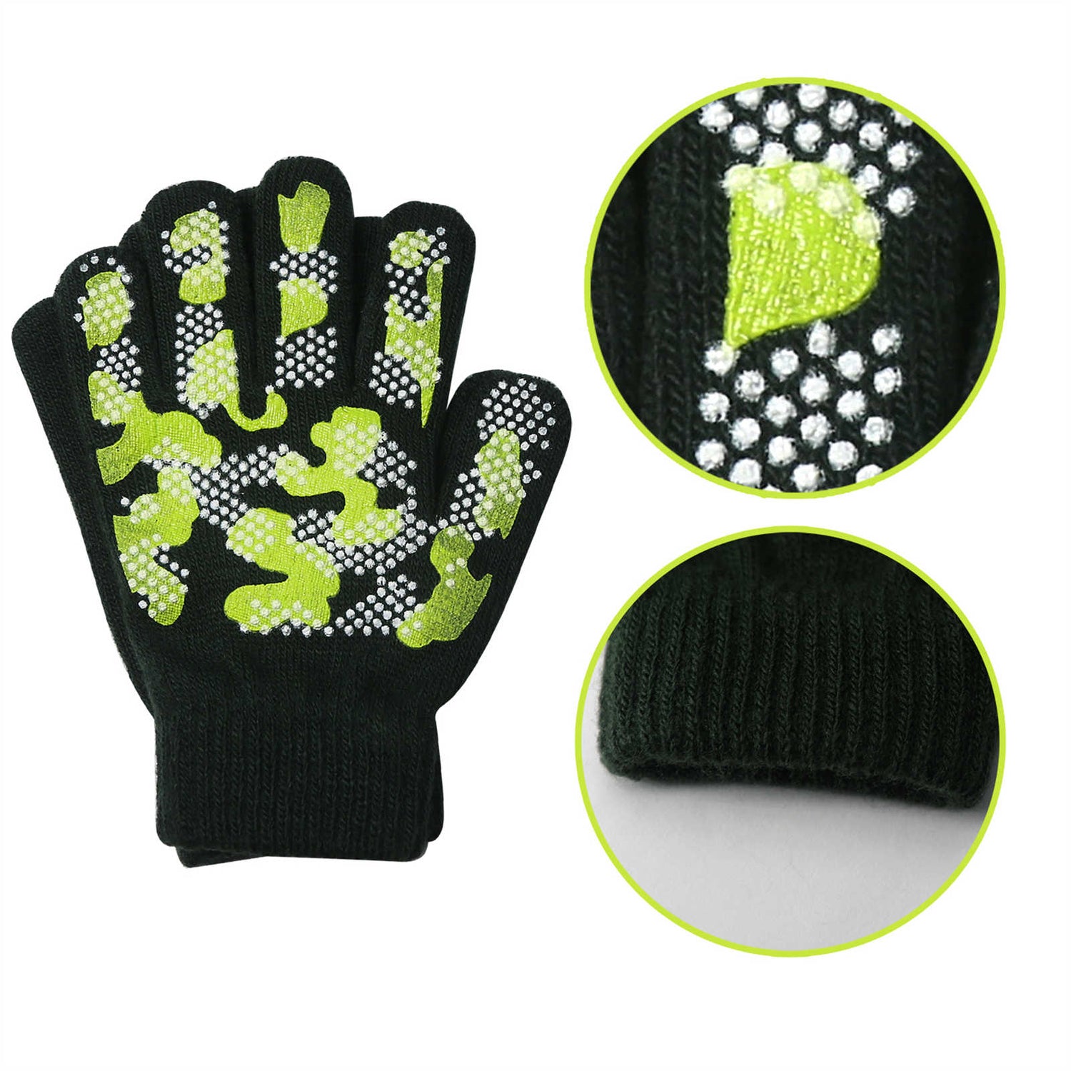 EvridWear Kids Winter Gloves - 3 Pairs Camo Print Knit (Boys & Girls)