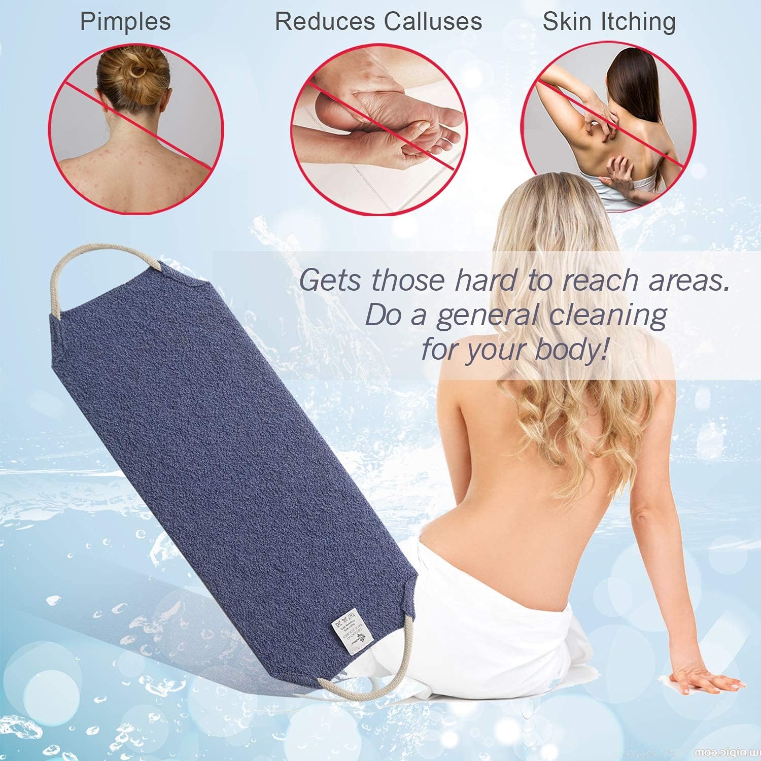 Exfoliation Back Scrubber with Handles (Back Scrubber + Heavy Gloves)