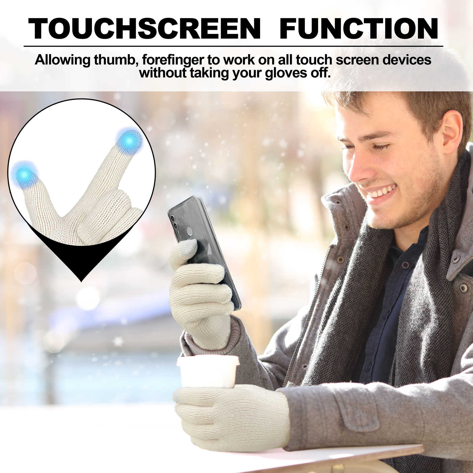 EvridWear 3 Pairs Fingerless Touchscreen Gloves - Thermal & Warm (Brown/Red/White)