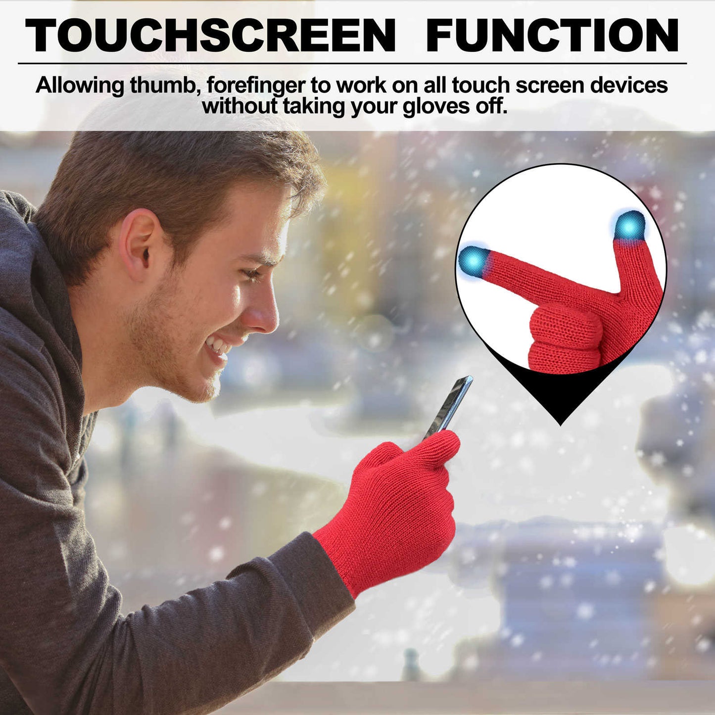 Evridwear 3 Pairs Winter Full Finger Gloves Cold Weather Thermal Warm Glove for Men Women
