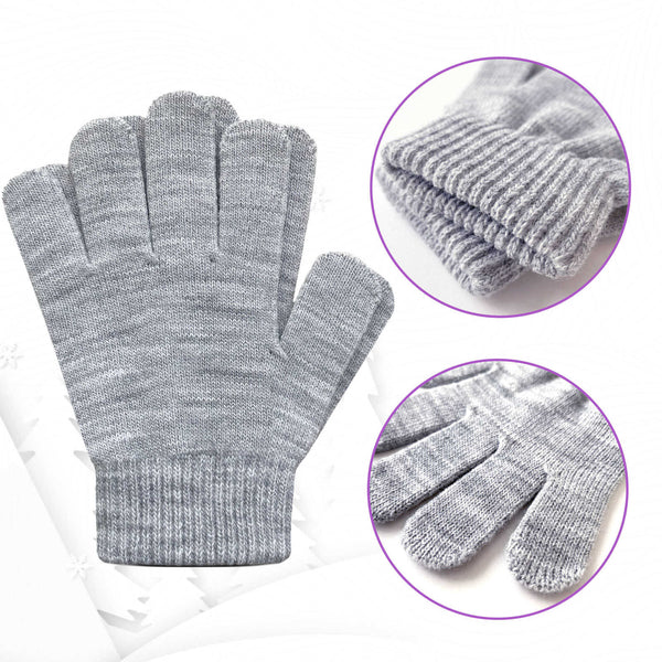 3 Pairs White-Black-Grey Kids Warm Gloves