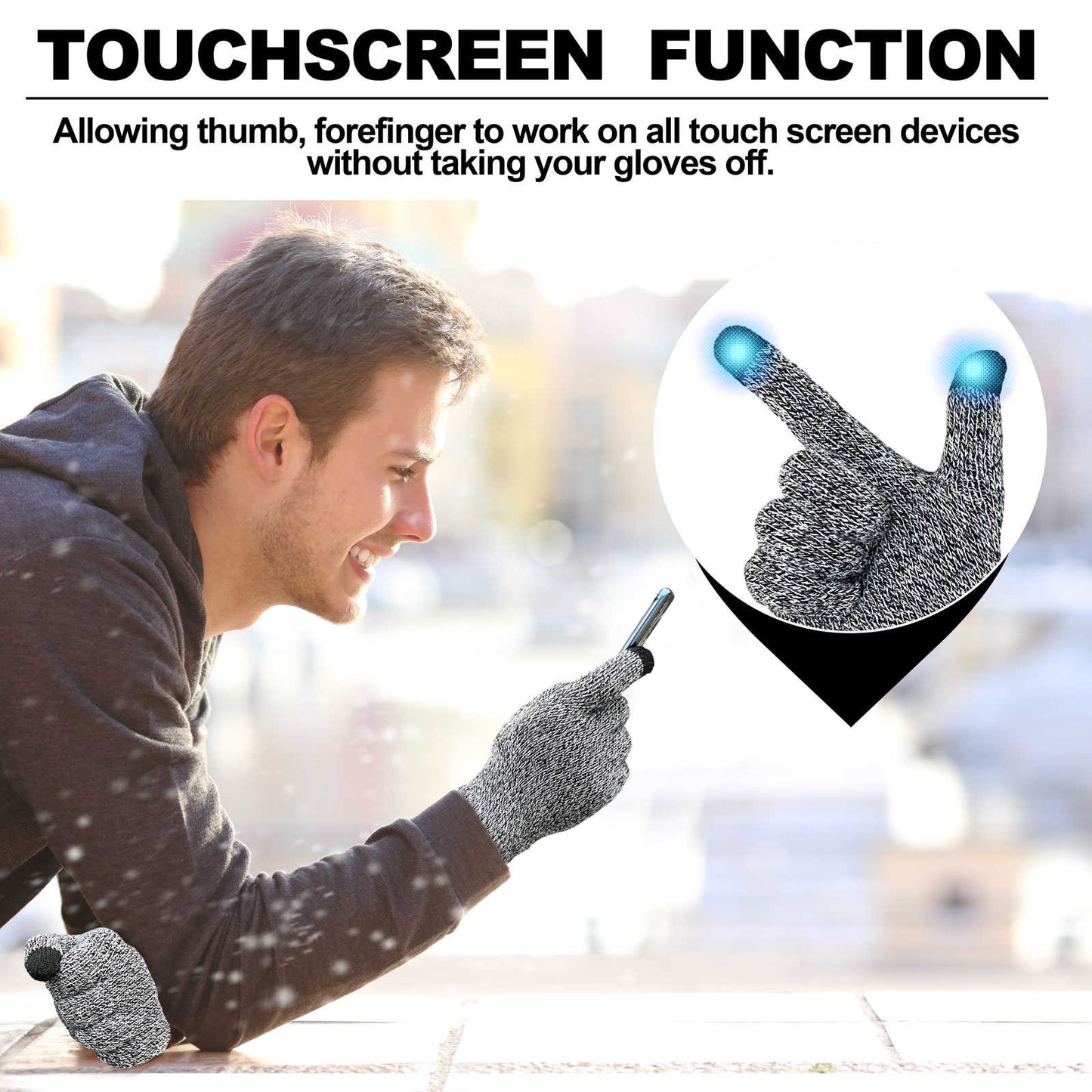 Evridwear 3 Pairs Winter Full Finger Gloves Cold Weather Thermal Warm Glove for Men Women