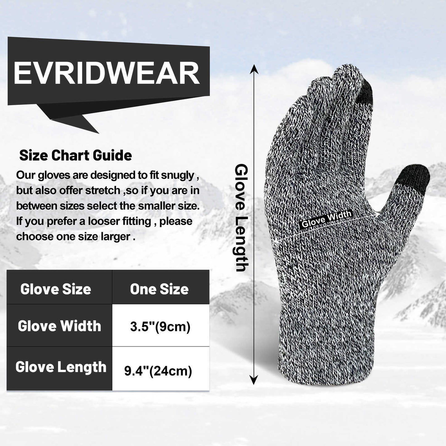 Evridwear 3 Pairs Winter Full Finger Gloves Cold Weather Thermal Warm Glove for Men Women