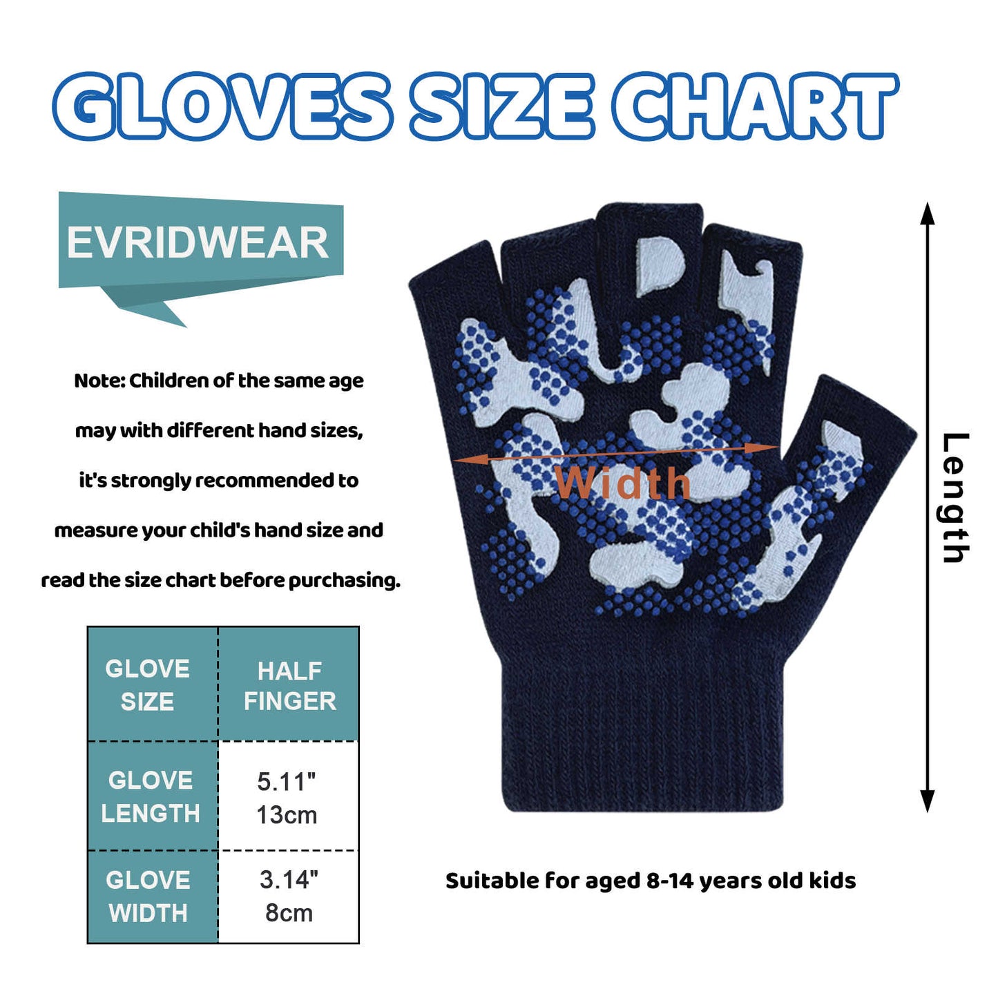 Evridwear Kids Fingerless Winter Warm Gloves,3 Pairs Half Finger Knitted Magic Stretch Gripper Glove