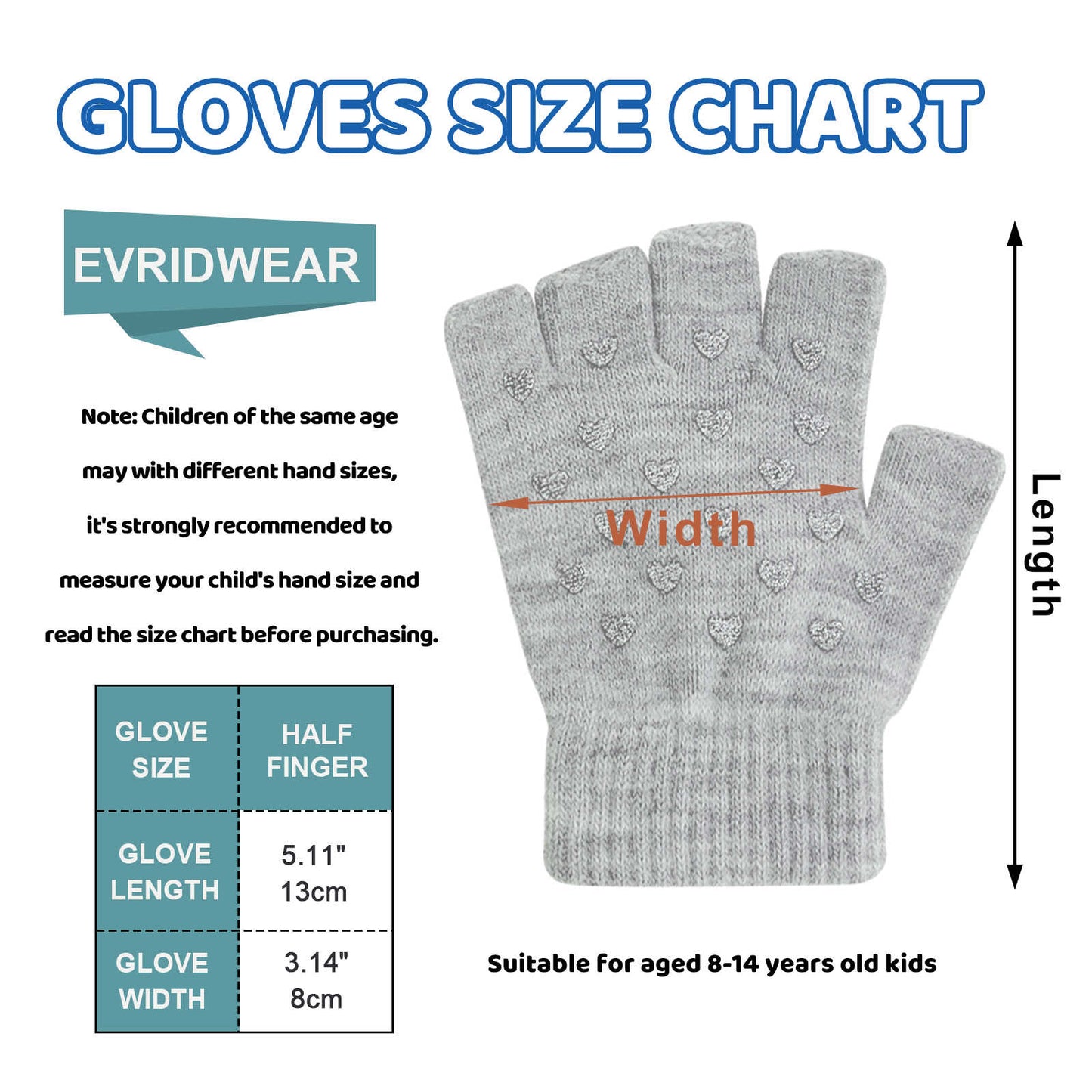 Evridwear Kids Fingerless Winter Warm Gloves,3 Pairs Half Finger Knitted Magic Stretch Gripper Glove