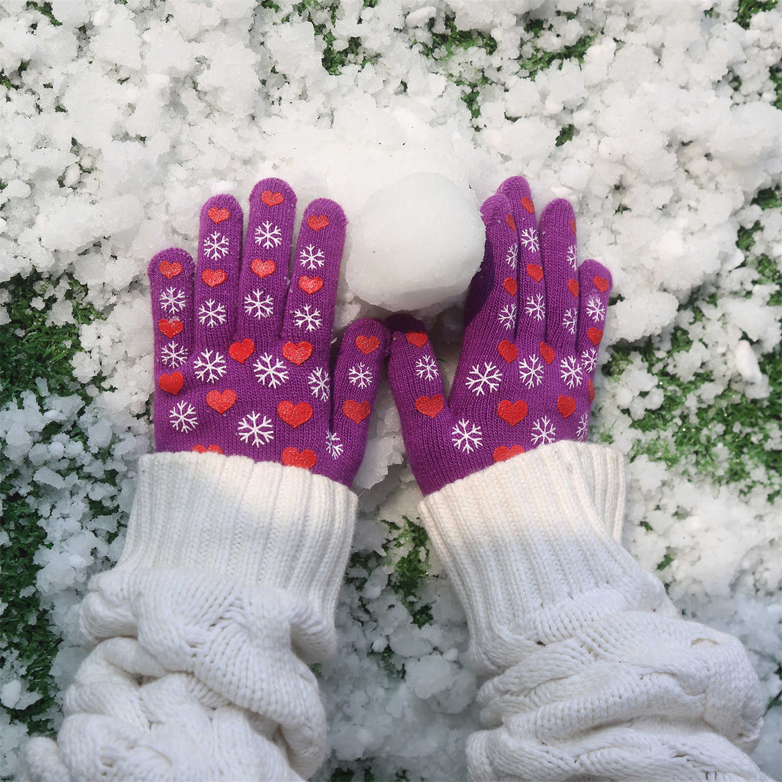 EvridWear Kids Winter Gloves - 3 Pairs Snowflake Knit (Boys & Girls)