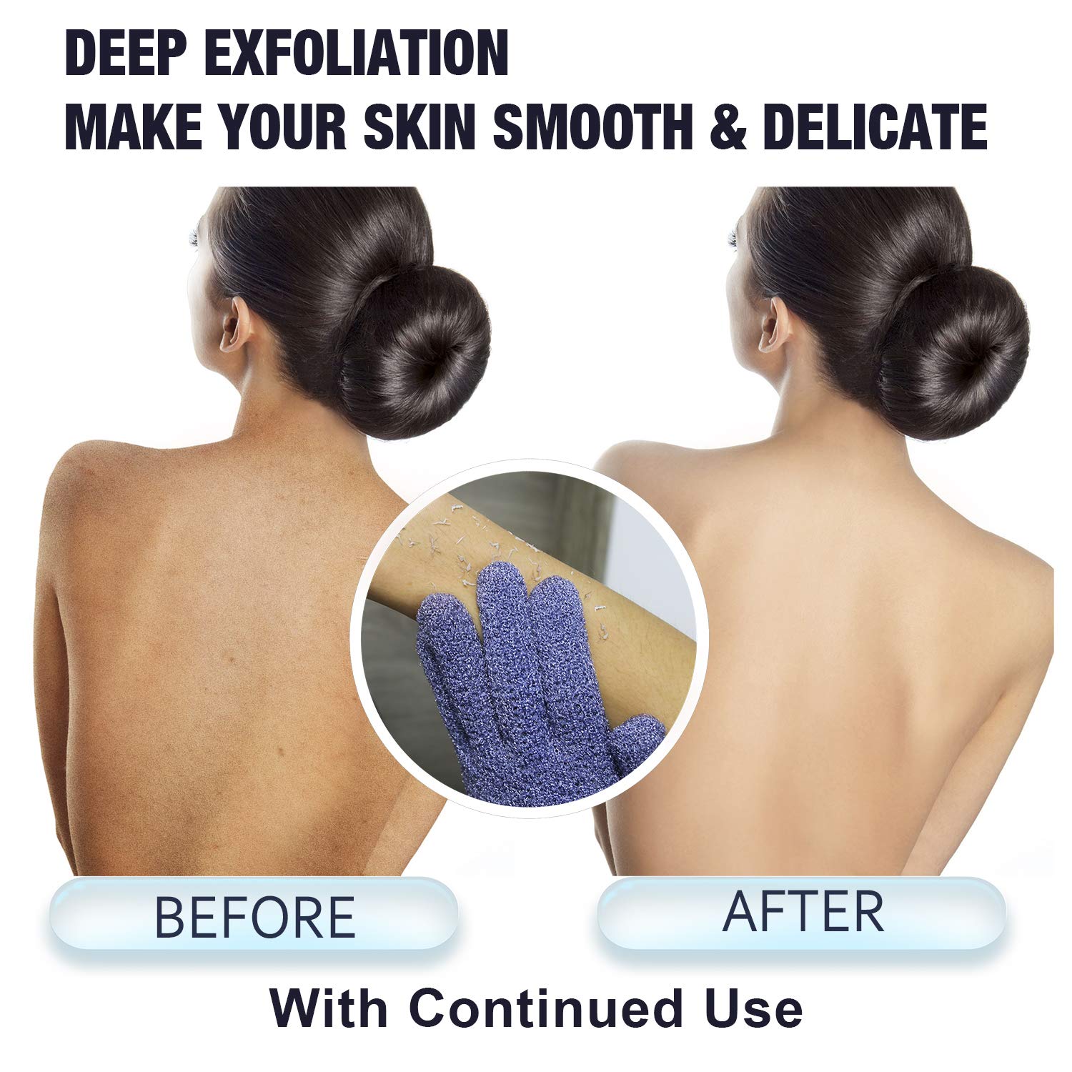 Dual Texture Exfoliating Gloves with Hanging Loop (3 Pairs)