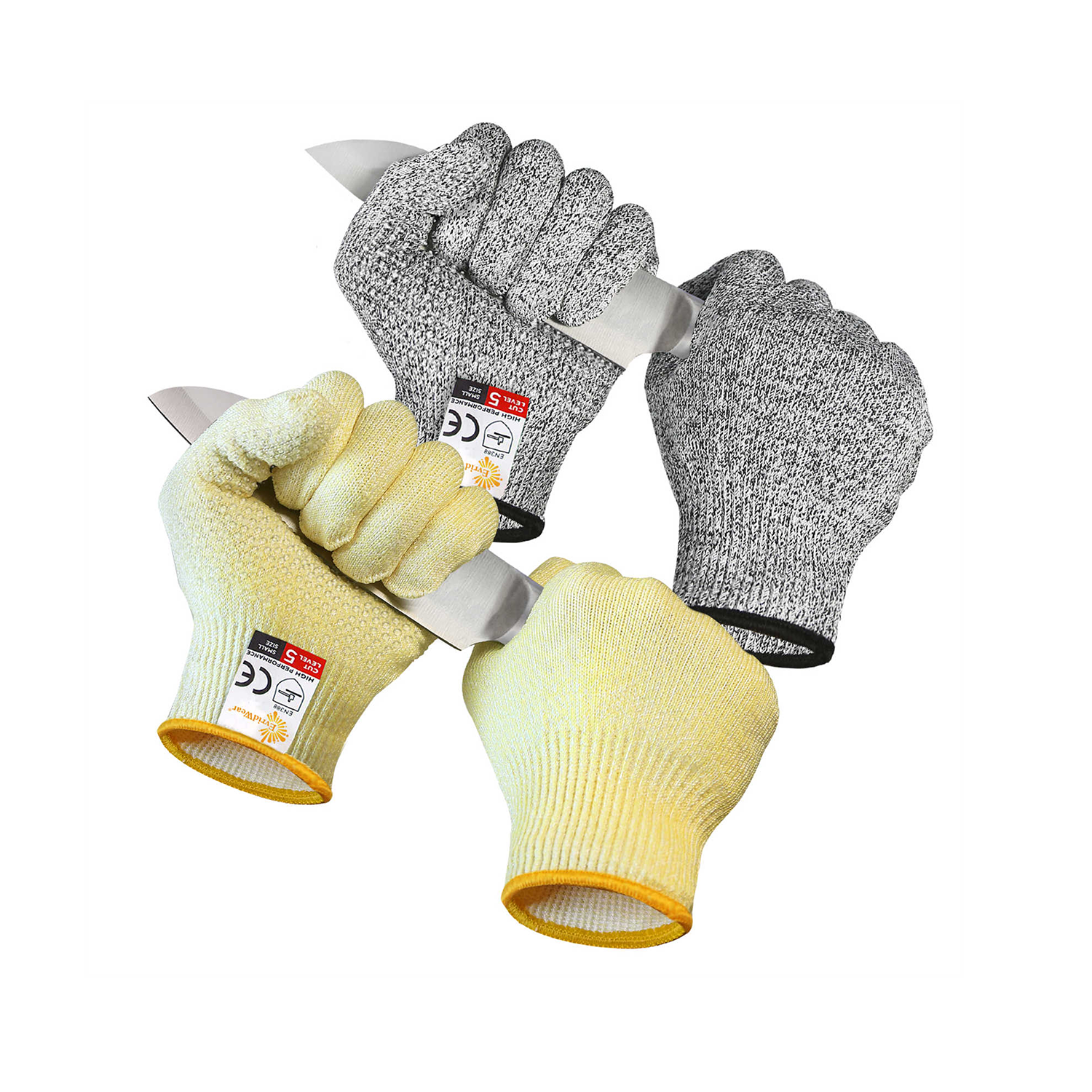 EvridWear 2 Pairs Cut Resistant Gloves With Silicone Grip Dots
