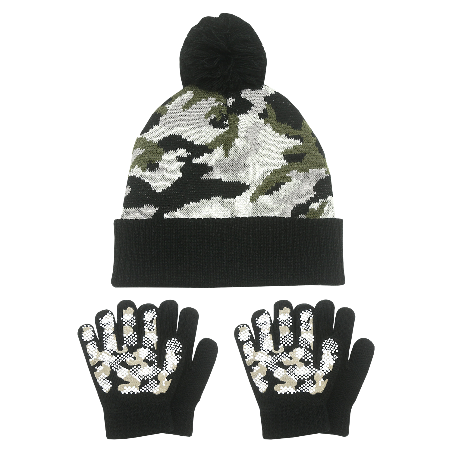 EvridWear Kids Winter Hat & Gloves Set - Earflap Beanie + 2 Pairs Gloves (Ages 4-6)