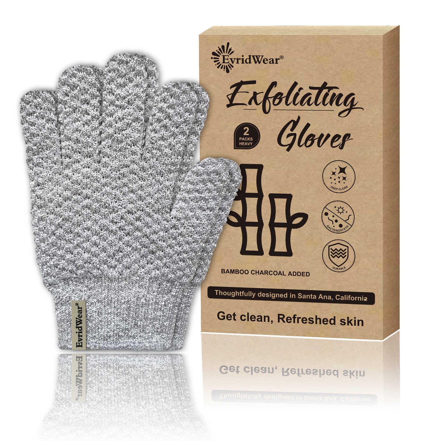 Copy of EvridWear Exfoliating Bath Gloves for Shower Spa, Full Finger, New Series (Green)