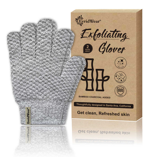 Evridwear exfoliating bath gloves for shower spa full finger new series Grey