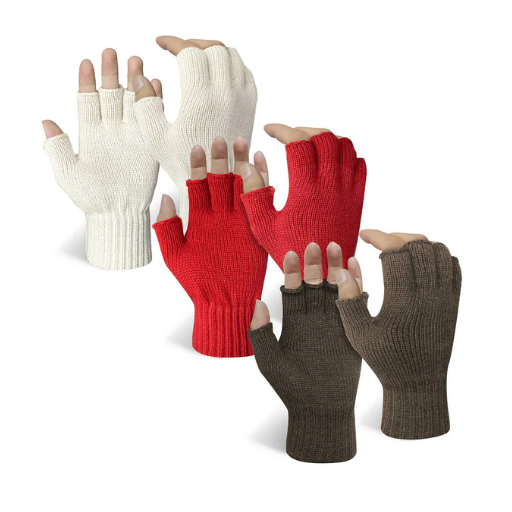 EvridWear 3 Pairs Half Finger Gloves - Thermal & Warm