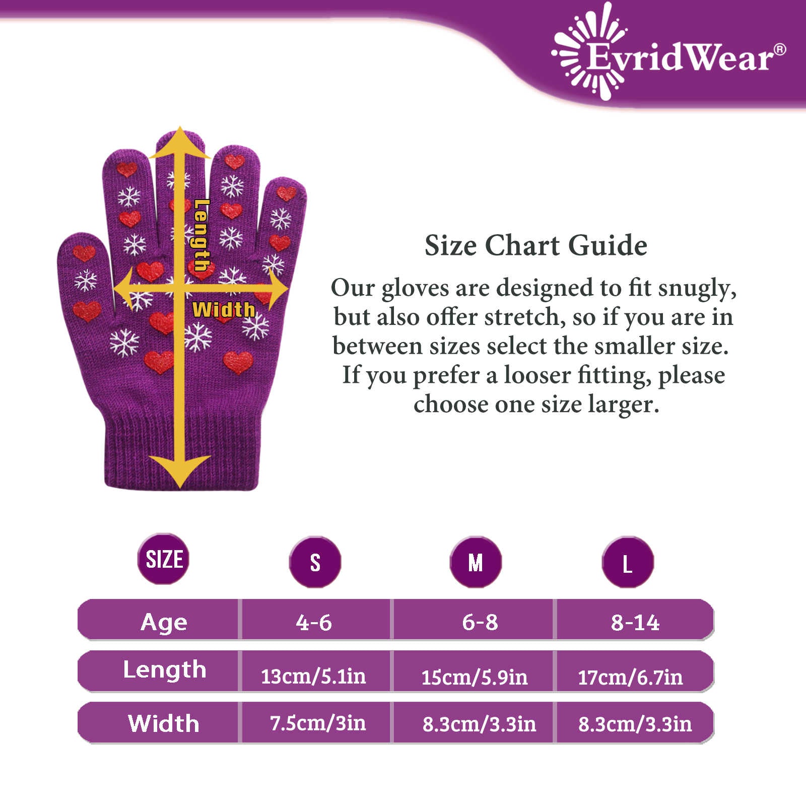 EvridWear Kids Winter Gloves - 3 Pairs Snowflake Knit (Boys & Girls)