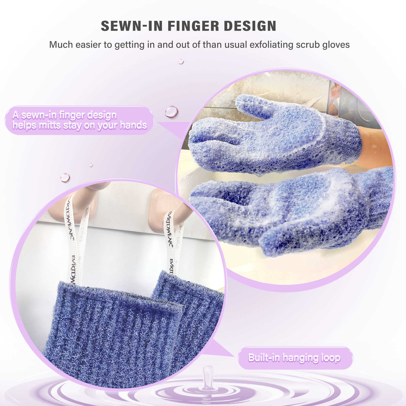 3 Pair Exfoliating Bath Mitts