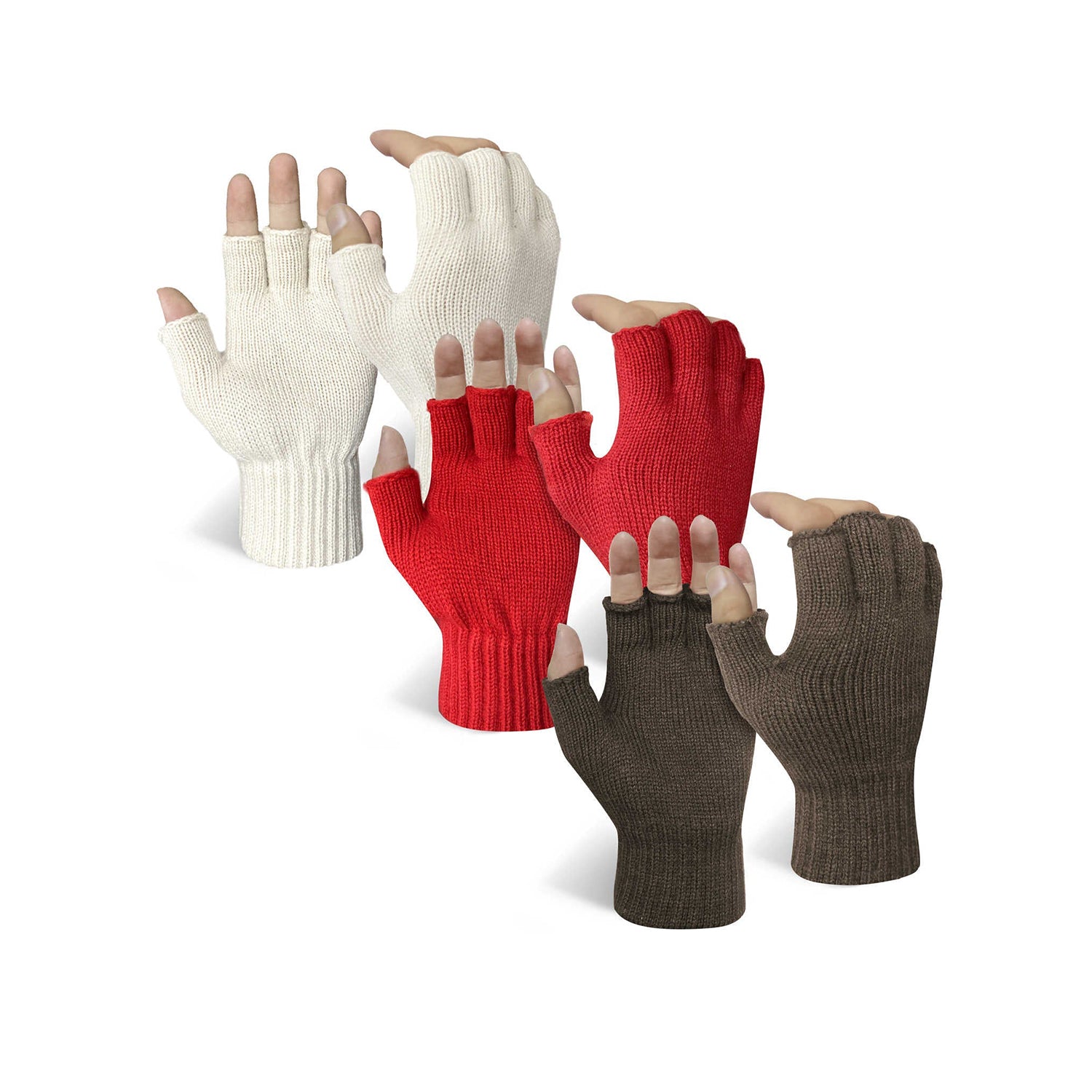 EvridWear 3 Pairs Half Finger Gloves - Thermal & Warm