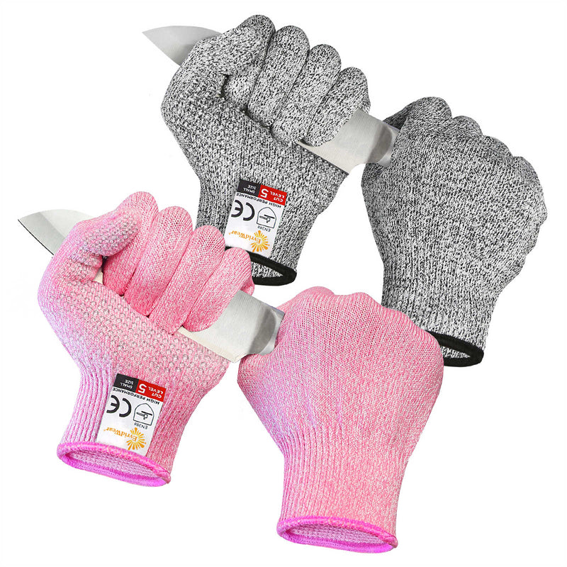 2 Pairs Cut Resistant Gloves With Silicone Grip Dots