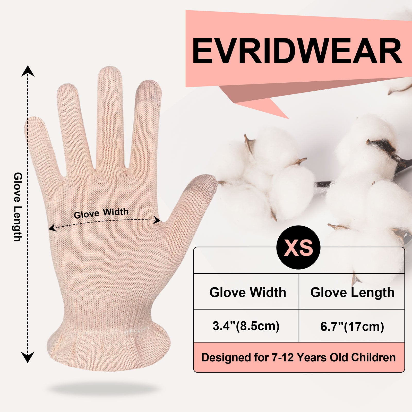 Kids Cotton Moisturizing 2 Pairs Gloves