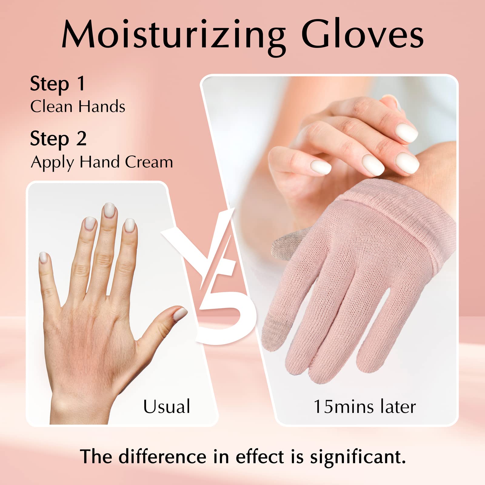 Evridwear 2 Pairs Pink Cotton Moisturizing Gloves