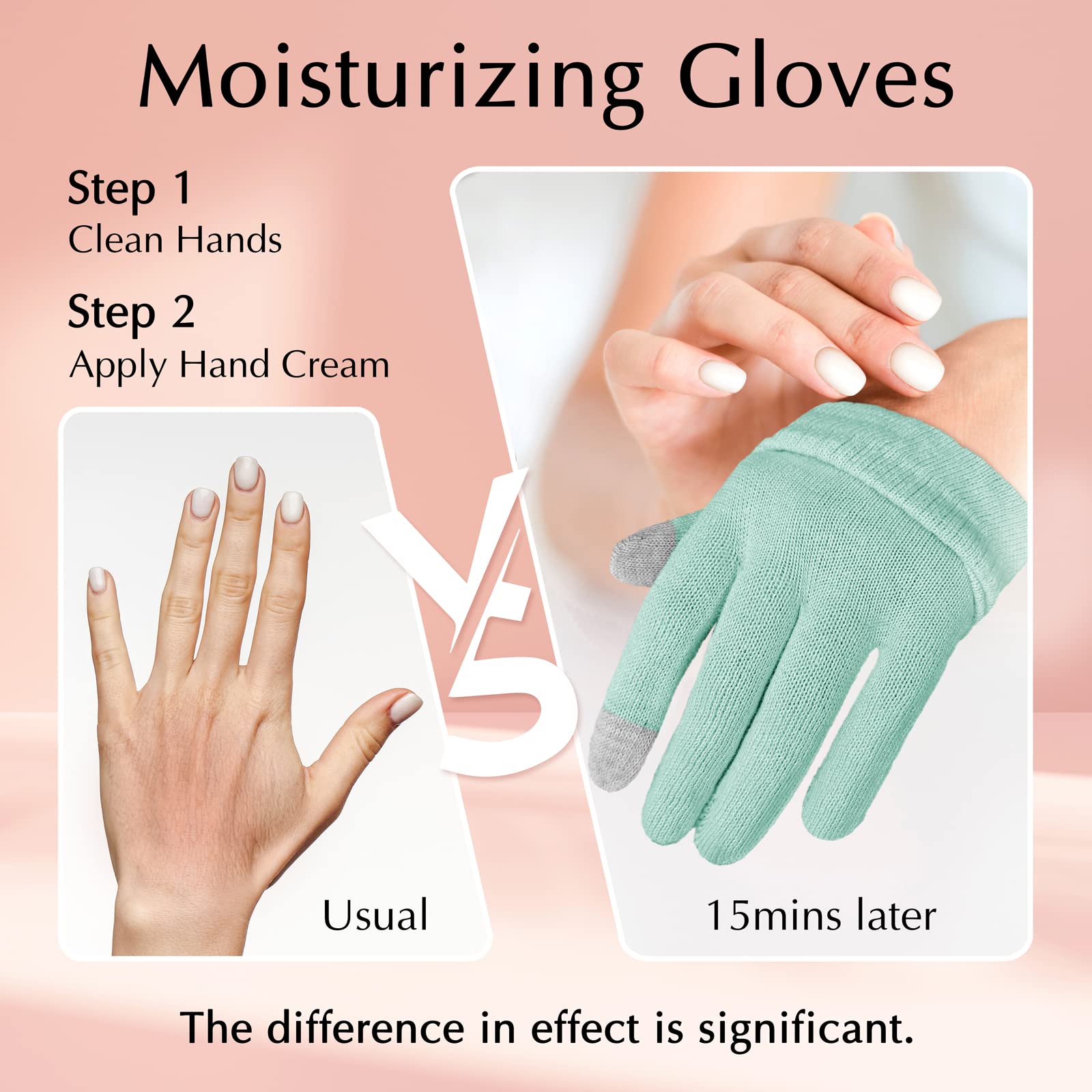 Evridwear 2 Pairs Mint Green Cotton Moisturizing Gloves
