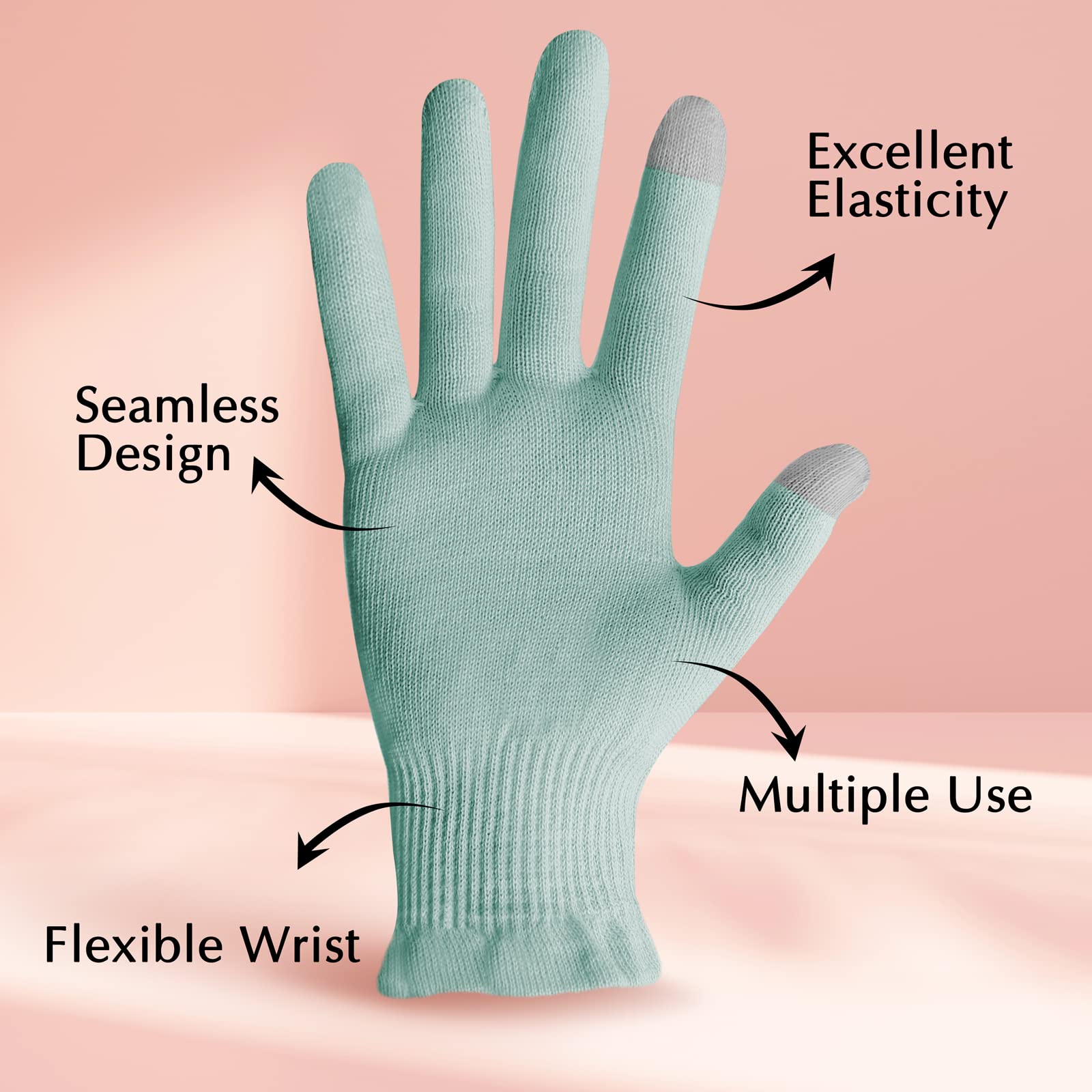 Evridwear 2 Pairs Mint Green Cotton Moisturizing Gloves