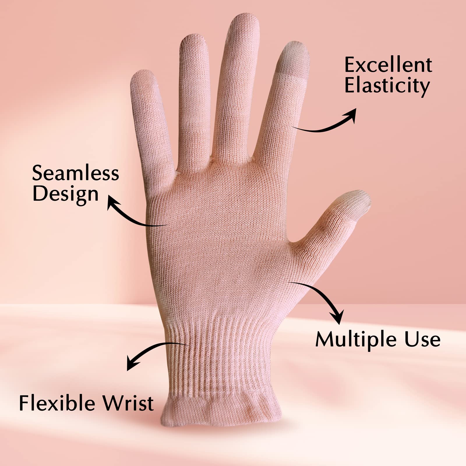 Evridwear 2 Pairs Pink Cotton Moisturizing Gloves