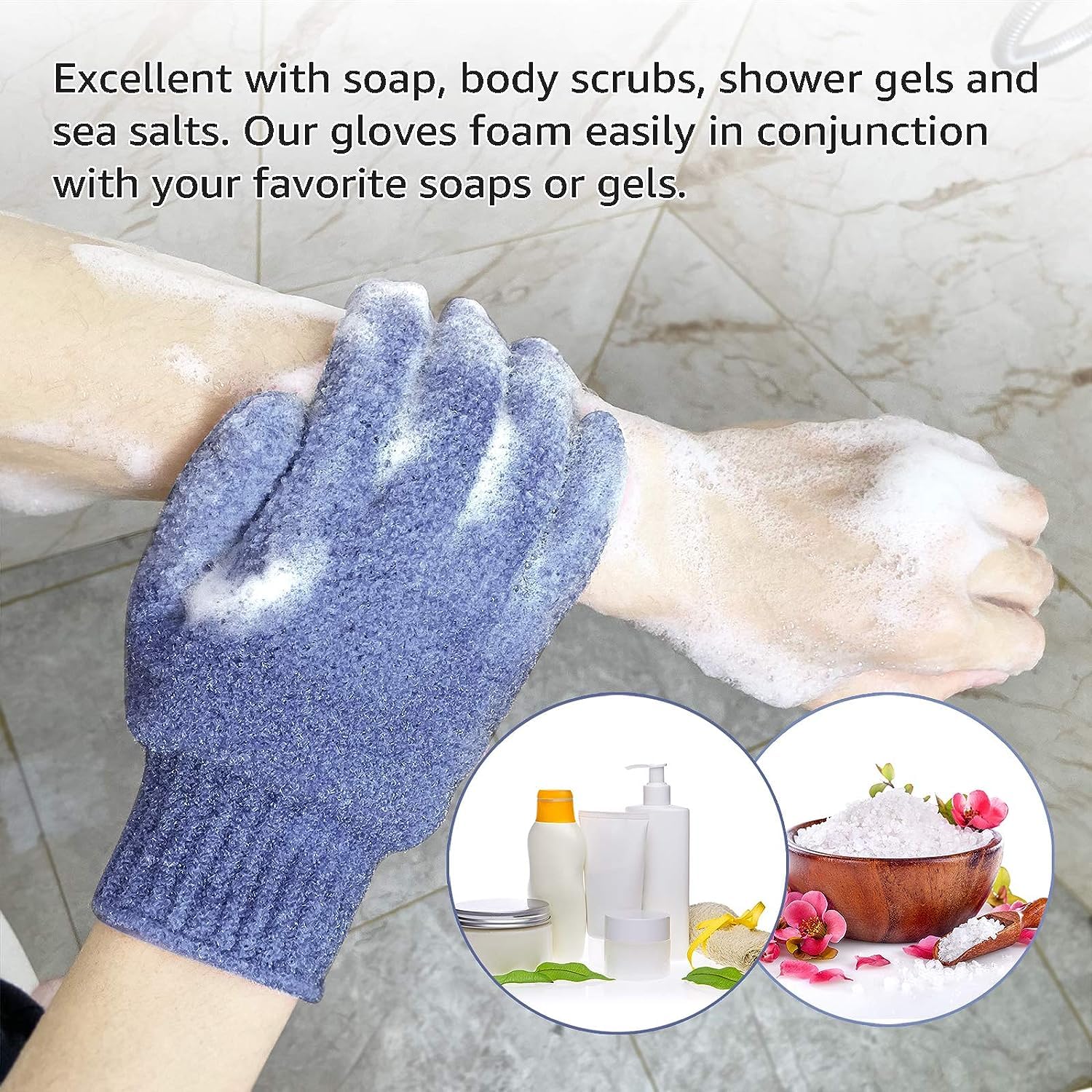 Steel Blue Heavy Exfoliating Bath Gloves