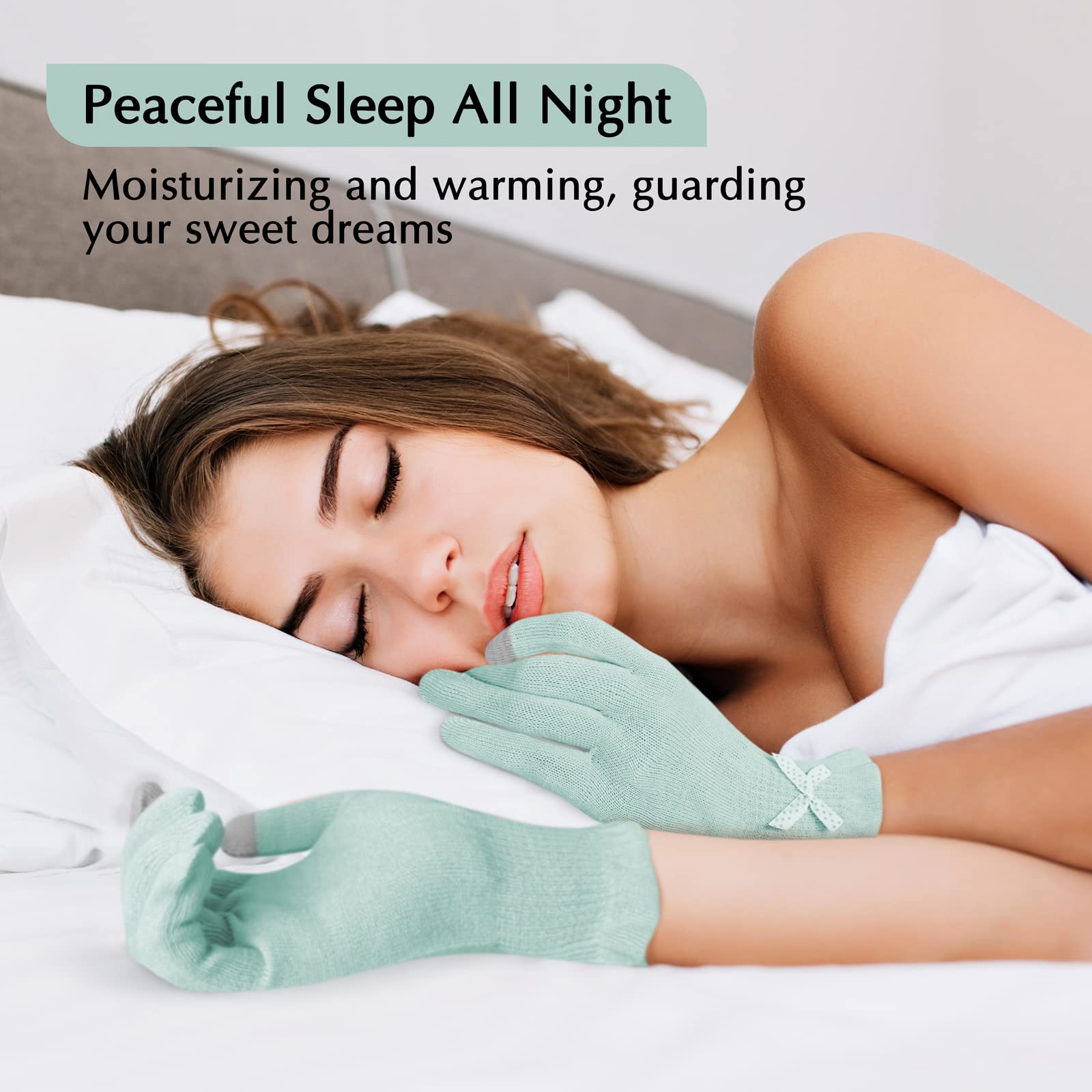 Evridwear 2 Pairs Mint Green Cotton Moisturizing Gloves