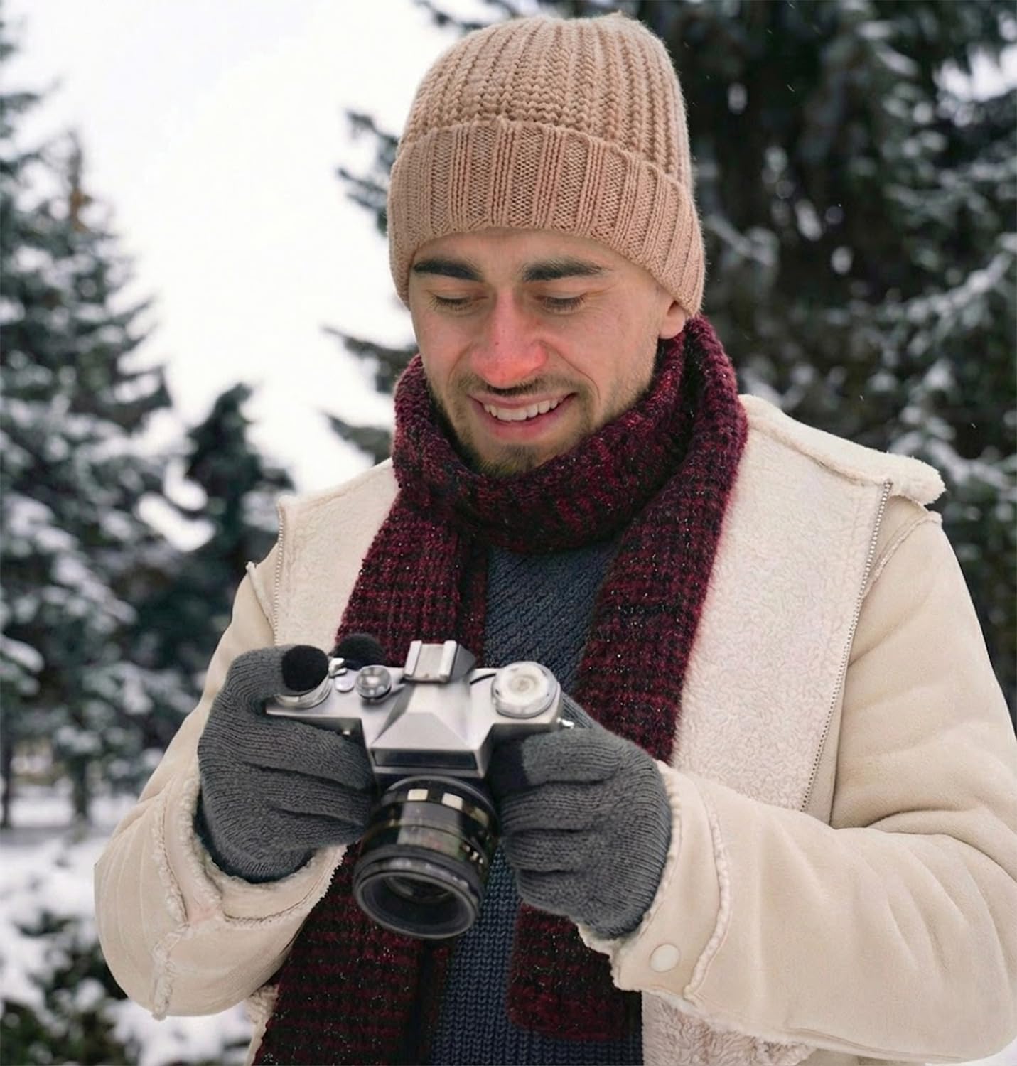 EvridWear 3 Pairs Fingerless Touchscreen Gloves - Thermal & Warm