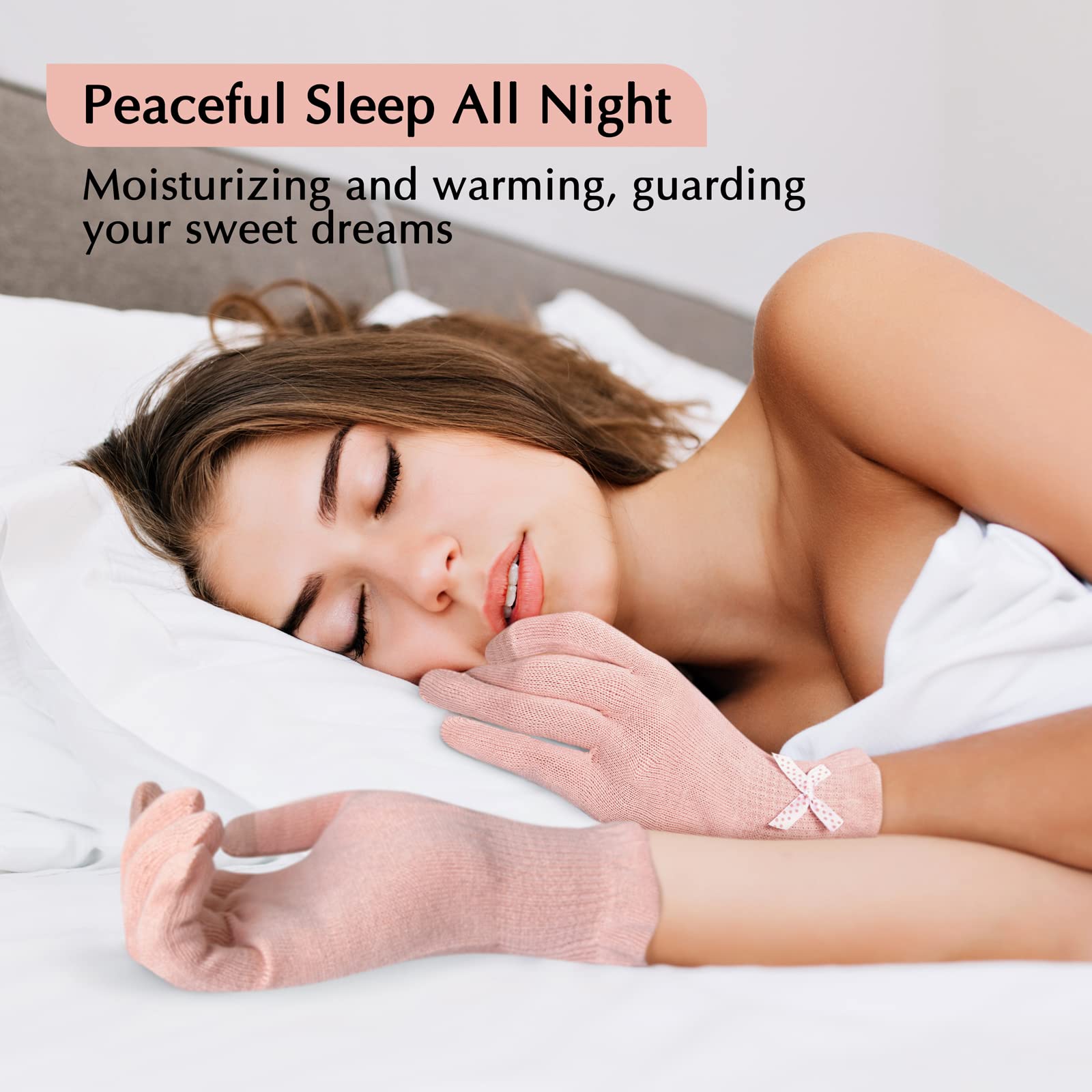 Evridwear 2 Pairs Pink Cotton Moisturizing Gloves