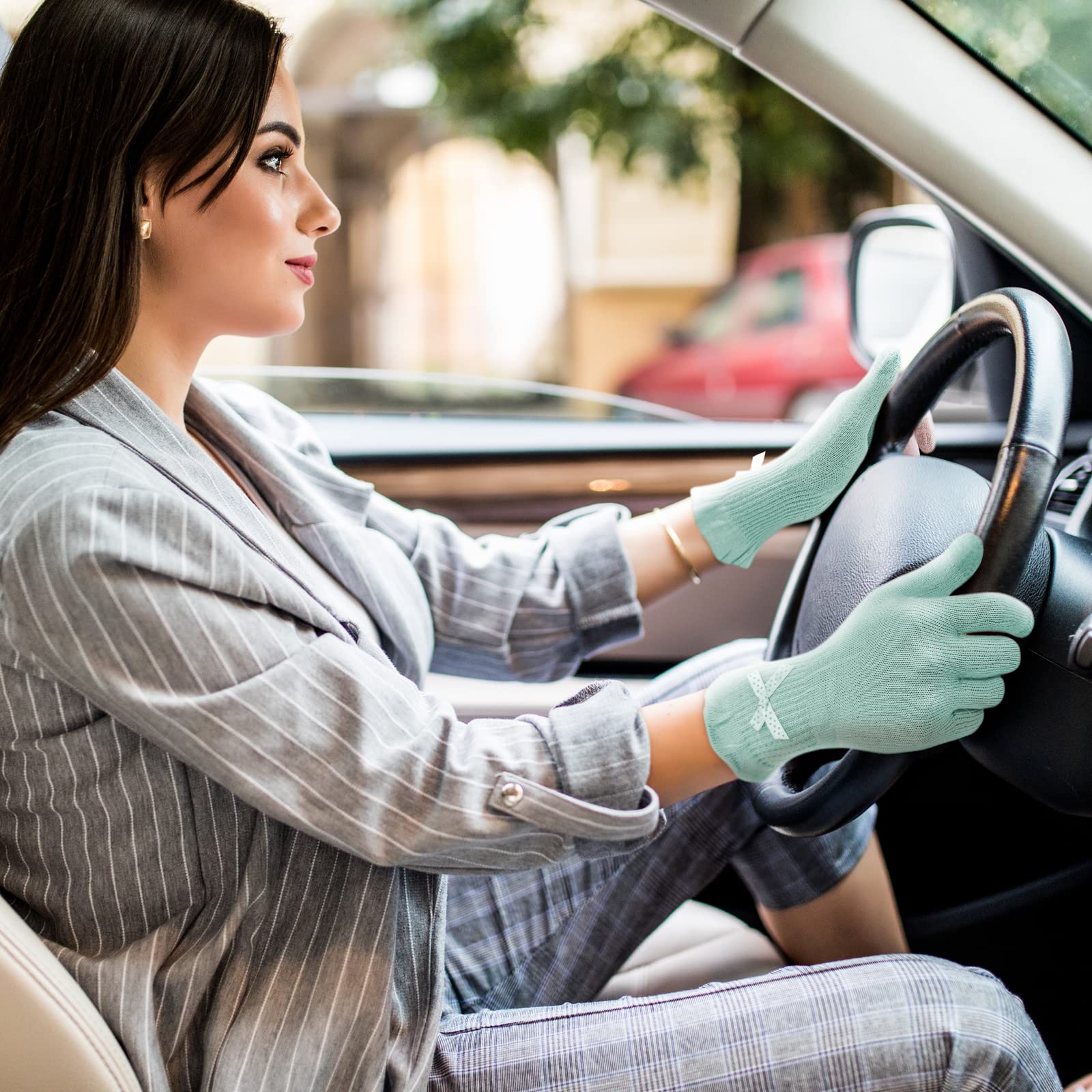 Evridwear 2 Pairs Mint Green Cotton Moisturizing Gloves