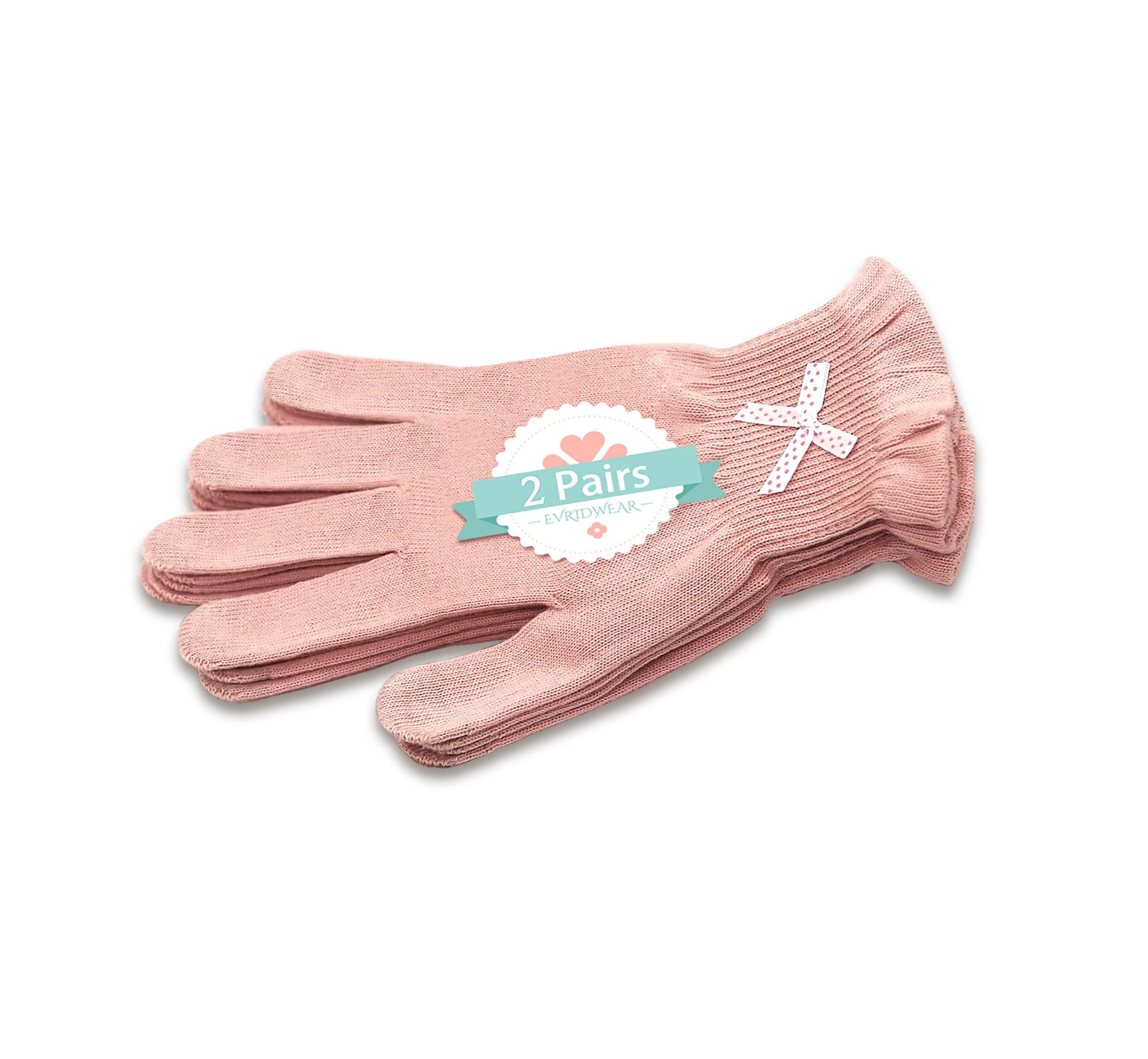 Evridwear 2 Pairs Pink Cotton Moisturizing Gloves