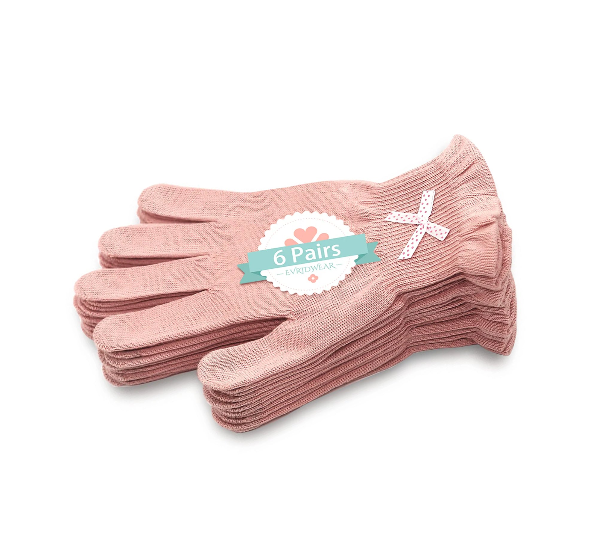 Evridwear 6 Pairs Pink Cotton Moisturizing Gloves