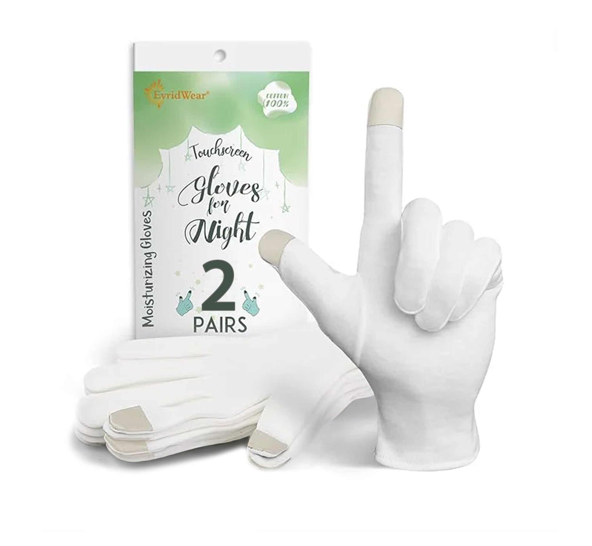 2 Pairs Cotton Touchscreen Moisturizing Gloves