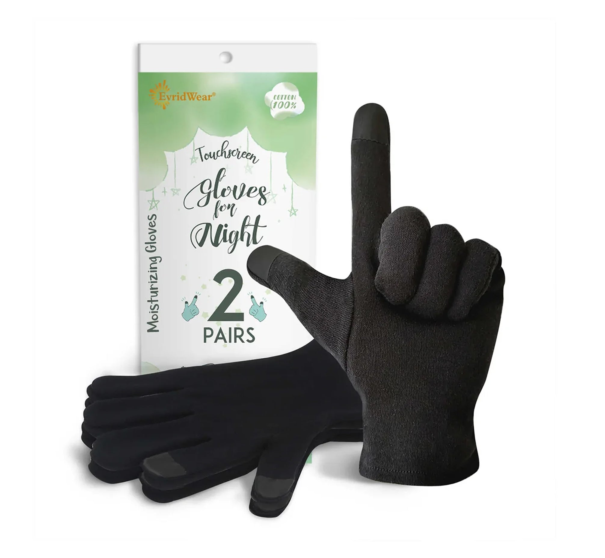 2 Pairs Cotton Touchscreen Moisturizing Gloves