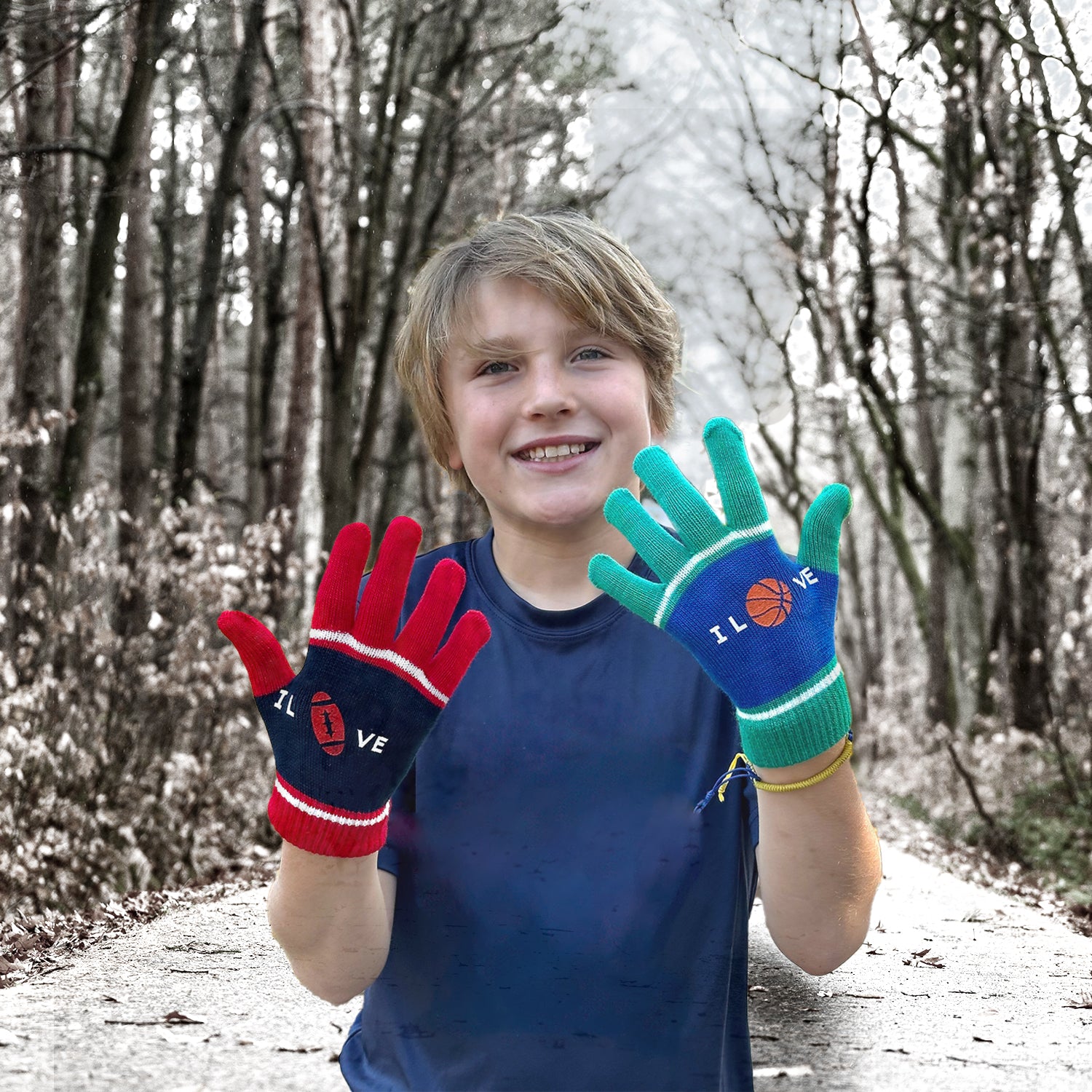 EvridWear Kids Winter Gloves - 3 Pairs Balls Print Knit (Boys & Girls)
