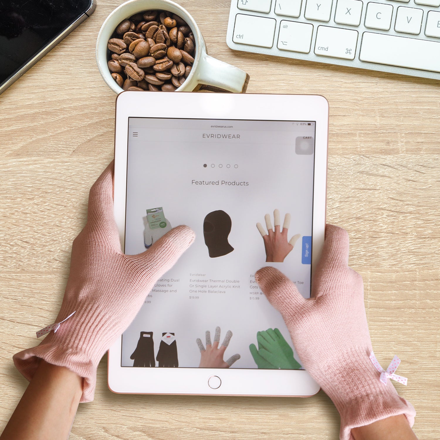 Evridwear 2 Pairs Pink Cotton Moisturizing Gloves