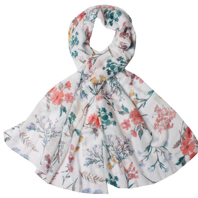 Women Lightweight Scarves Shawl Wraps with Floral Print for Spring Fall Holiday-EvridWearUS