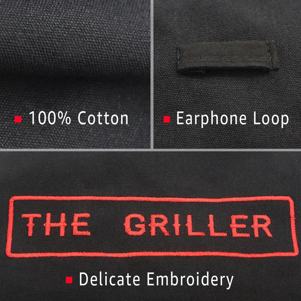 Evridwear The Griller BBQ Apron with Adjustable Bib, 5 Pockets for Cooking in The Kitchen, Indoors or Outdoors, One Size (Black)-EvridWearUS