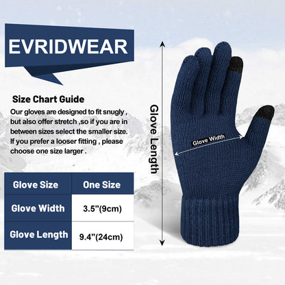Evridwear 3 Pairs Winter Full Finger Gloves Cold Weather Thermal Warm Glove for Men Women