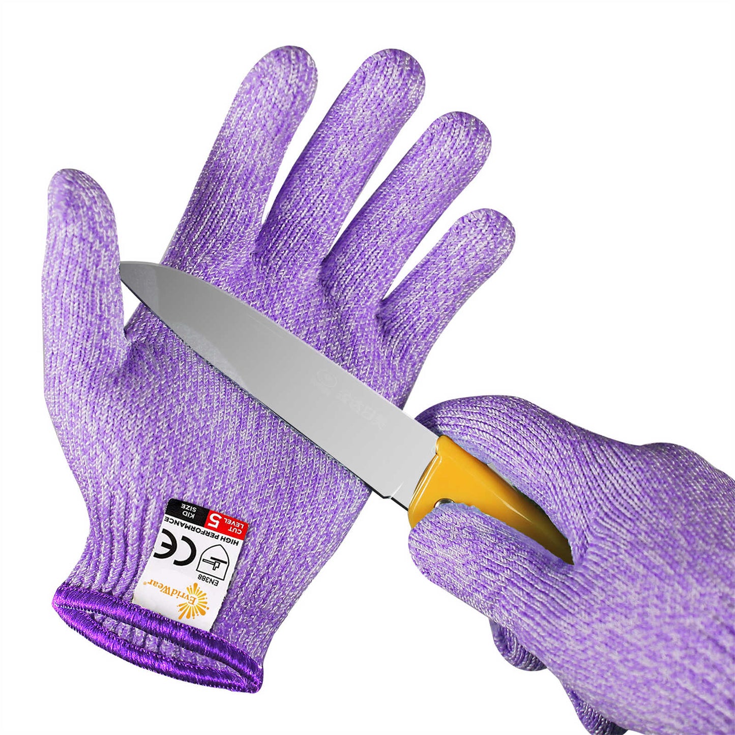 EvridWear 1 Pair Children Kids Cut Resistant Gloves | Food Grade | Level 6 Protection | HPPE (Purple)